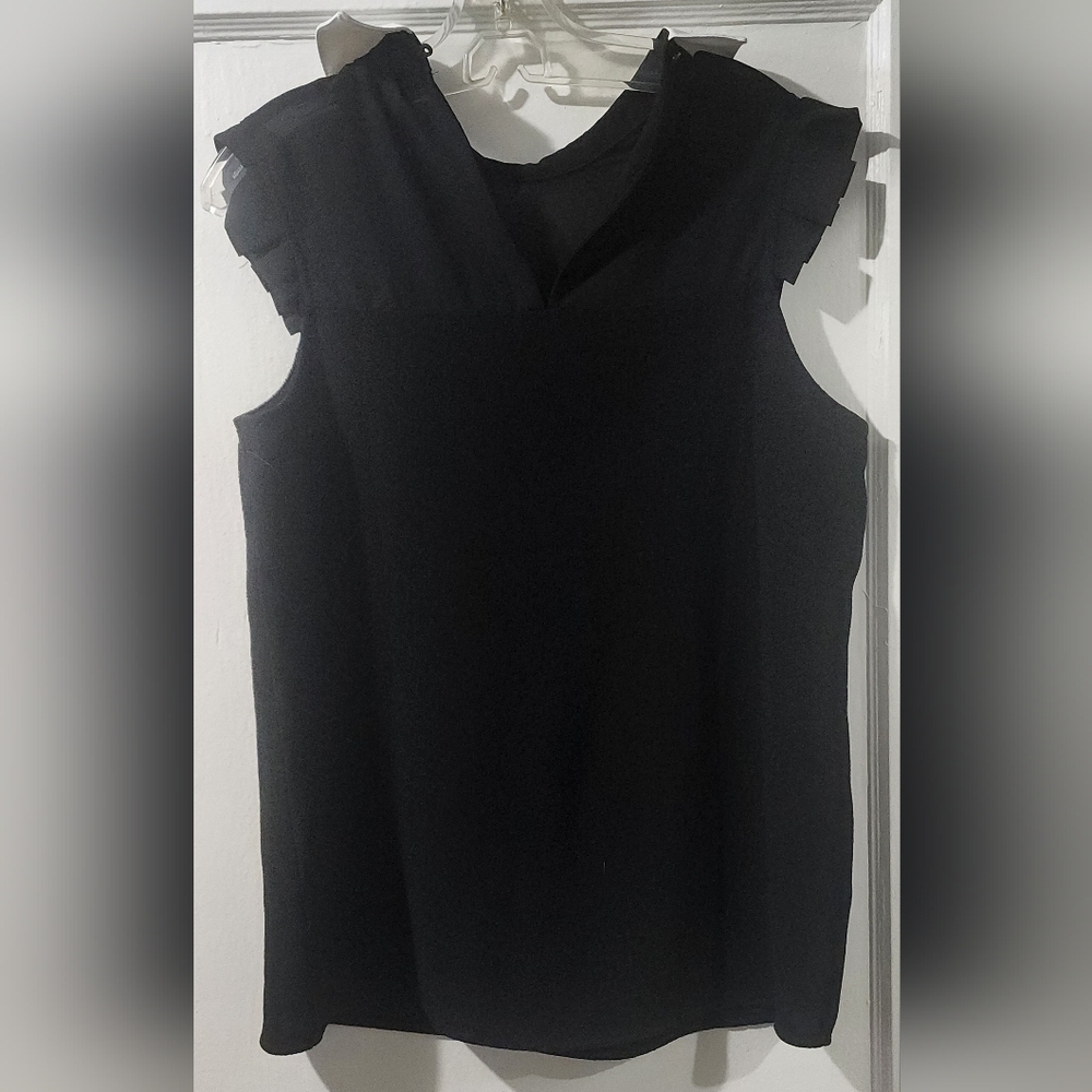 Monteau Black Blouse with White Collar size:M - Picture 3 of 5